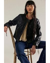 Free People Skyline Leather Jacket At Free People In Washed