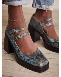 blue platform mary janes