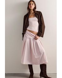 Free People - Skipper Pleated Chino Midi Skirt - Lyst