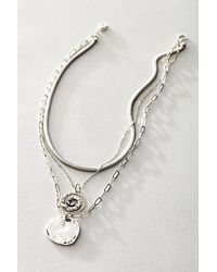 Free People - Oversized Coin Necklace At In Silver Swirl - Lyst