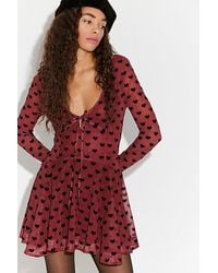 Free People - Sway With Me Flocked Mini Dress - Lyst