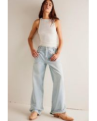 Free People - Palmer Cuffed Jeans At Free People In Daydream Blue, Size: 25 - Lyst