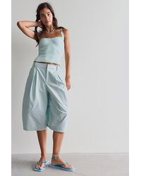 Free People - Gardenia Wide-Leg Cropped Cotton Trousers - Lyst