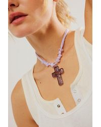 Free People - Ivy Pendant Choker At In Lavender Frost - Lyst