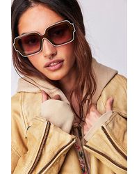 Free People - Shadow Side Square Sunglasses At In Green Tea - Lyst
