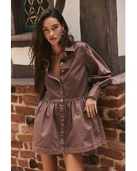 Free People - Marris Collared Denim Mini Dress - Lyst