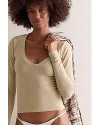 Intimately By Free People - Wide Awake Plunge Long Sleeve Top By - Lyst