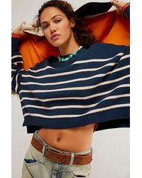 Free People - Easy Street Stripe Crop Pullover At In Storm Shell Combo, Size: Xs - Lyst