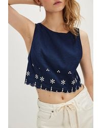 Free People - Kayla Solid Embroidered Top - Lyst