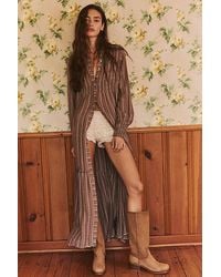 Free People - Chasing Dawn Collared Maxi Shirtdress - Lyst