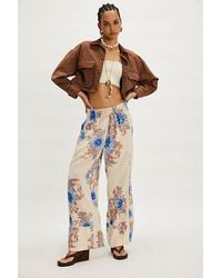 Free People - Day's End Linen Printed Pull-On Pants - Lyst