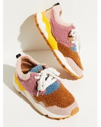 Free People Archie Shearling Sneakers - Multicolor