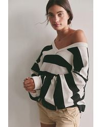 Free People - We The Free Venice V-Neck Striped Sweatshirt - Lyst