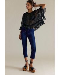 Free People - Knockout Mid-rise Crop Jeans At Free People In Dark And Stormy, Size: Xs - Lyst