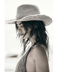 Free People - Dylan Distressed Cowboy Hat At In Blue/white - Lyst