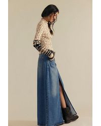 Free People - Come As You Are Denim Maxi Skirt - Lyst