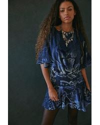 Free People - Manuka Burnout Velvet Mini Dress - Lyst