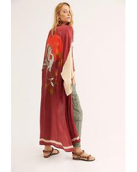 Free People Rising Sun Maxi Kimono - Red