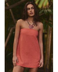 Free People - Essentially The Best Cotton-Linen Mini Dress - Lyst