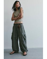 Free People - We The Free Reef Curved Linen Cargo Pants - Lyst