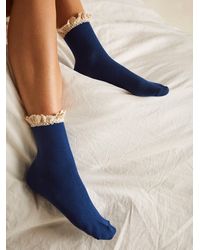 Free People Beloved Waffle Knit Ankle Socks - Blue