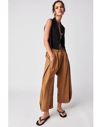 Free People - Cool Harbor Wide-leg Pants At In Camel, Size: Small - Lyst