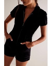 Free People - Jayde Cord Shortsuit At Free People In Black, Size: Xl - Lyst