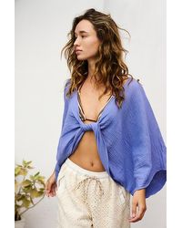 Free People - Linen Twist Front Crop Pullover - Lyst