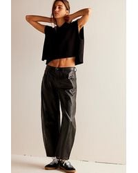 Free People - Good Luck Mid-rise Vegan Barrel Jeans At Free People In Black, Size: 30 - Lyst