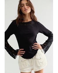 Free People - Amber Lace Cuff Long Sleeve Top - Lyst