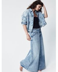 Free People Come As You Are Denim Maxi Skirt - Black