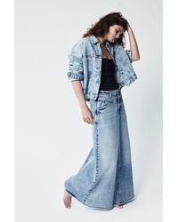 Free People - Come As You Are Denim Maxi Skirt At Free People In Medium Indigo, Size: Us 0 - Lyst