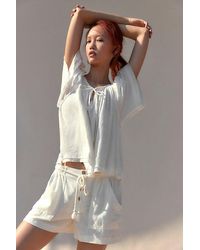 Free People - Westmoreland Linen Pull-On Shorts - Lyst