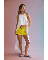 Free People - My Little Micro Mini Cotton-linen Skort - Lyst