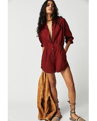 Free People - Oxford Romper At In Russet Acorn, Size: Small - Lyst