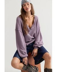 Free People - Montreal Oversized Thermal Henley - Lyst