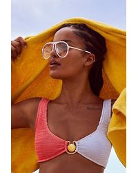 Free People - Ventura Oversized Aviator Sunglasses At In Cream - Lyst
