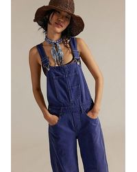 Free People Drifter Patched Overalls in Blue | Lyst