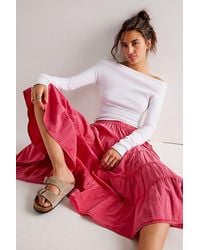 Free People - In Full Swing Midi Skirt At In Dragonfruit Sorbet, Size: Xs - Lyst