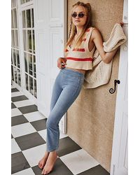 Free People - In My Feelings Cropped Slim Flare Jeans At Free People In Bermondsey Blue, Size: Xs - Lyst