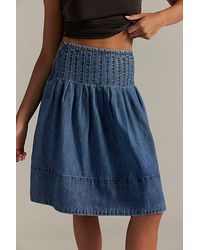 Free People - Peyton Pintuck Denim Midi Skirt - Lyst