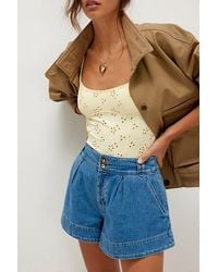 Free People - Marina Denim Trouser Shorts - Lyst