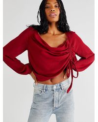 Free People Issy Cowl Blouse - Red