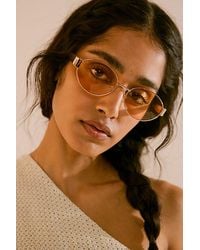 Free People - Little Secret Round Sunglasses At In Sunshine Yellow/gold - Lyst