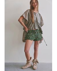 Free People - Waimea Slouchy Solid Shorts At In Kelp, Size: Large - Lyst