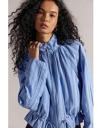 Free People - Devon Striped Balloon Funnel-Neck Jacket - Lyst