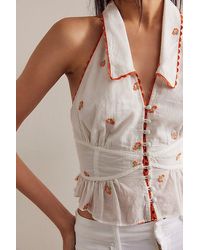 Free People - May Embroidered Halter Top - Lyst