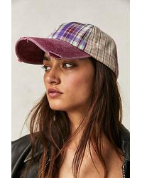 Free People - Crossroads Mixed Plaid Baseball Hat At In Berry Combo - Lyst