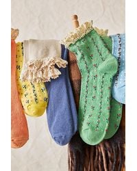 Free People - Rosebud Waffle Knit Ankle Socks At In Sweet Mint - Lyst