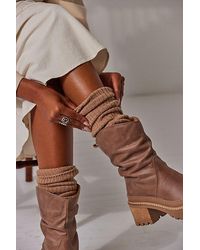 Free People - Bulky Knit Over-the-knee Socks At In Milk Tea - Lyst